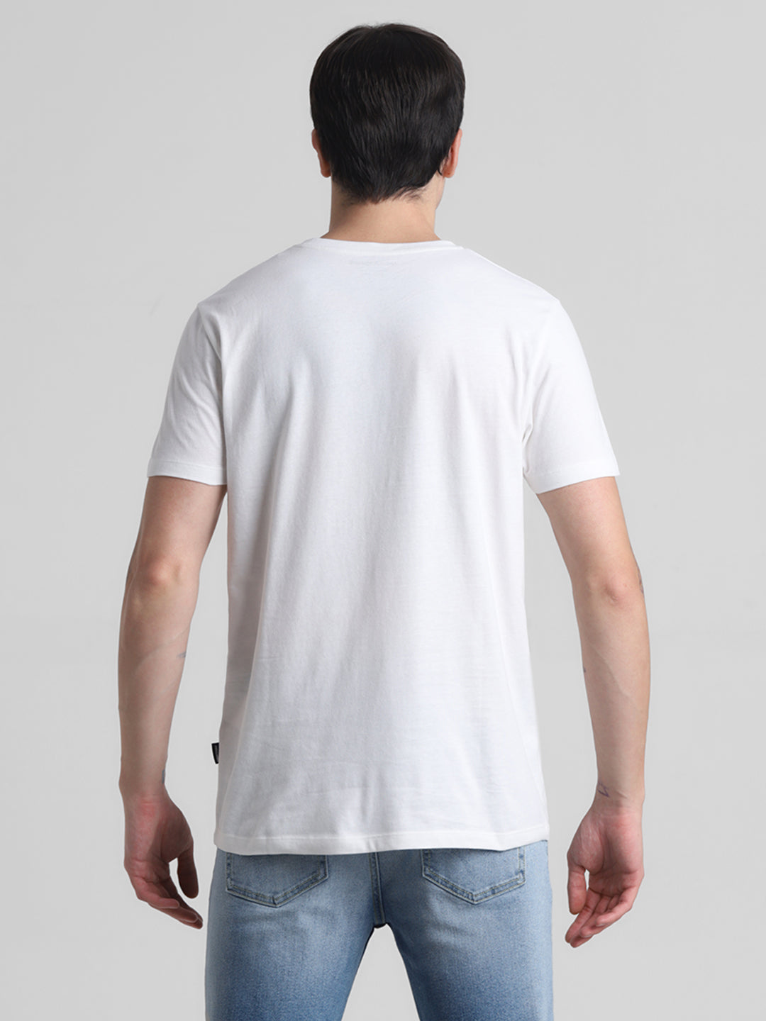 White Chest Print Cotton T-shirt