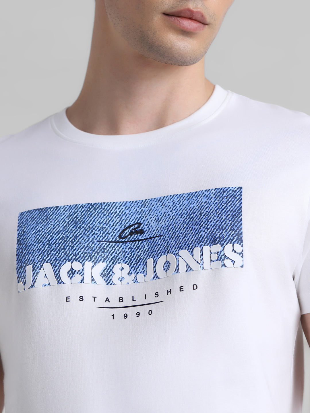 White Logo Print Cotton T-shirt