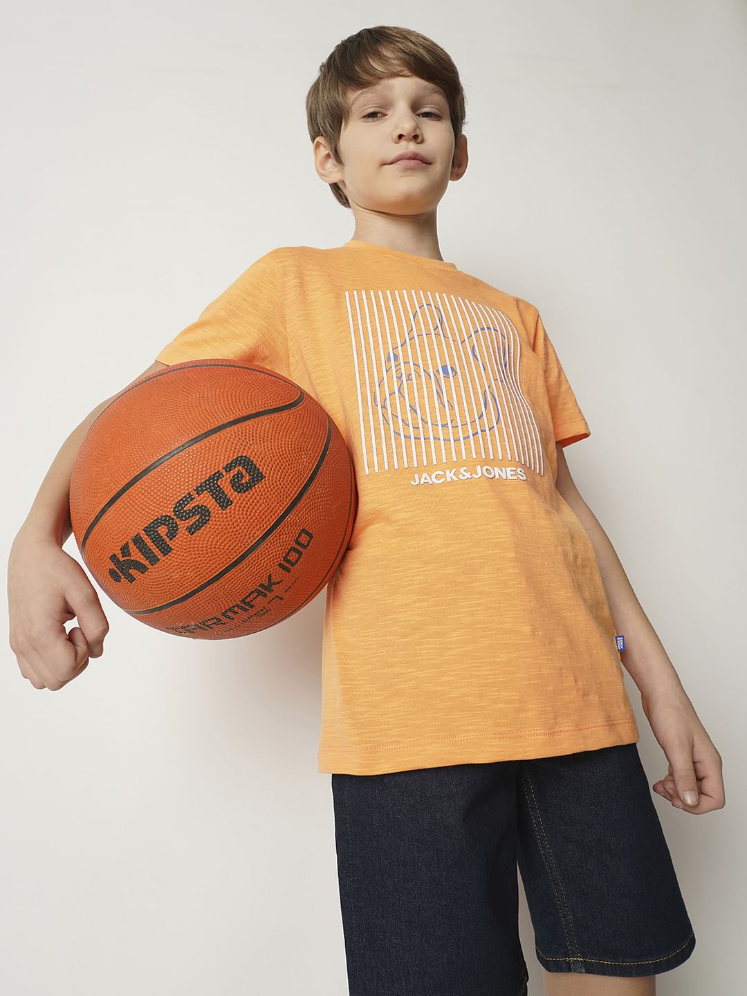 Boys Orange Frenchie Print T-shirt - 4/5Y