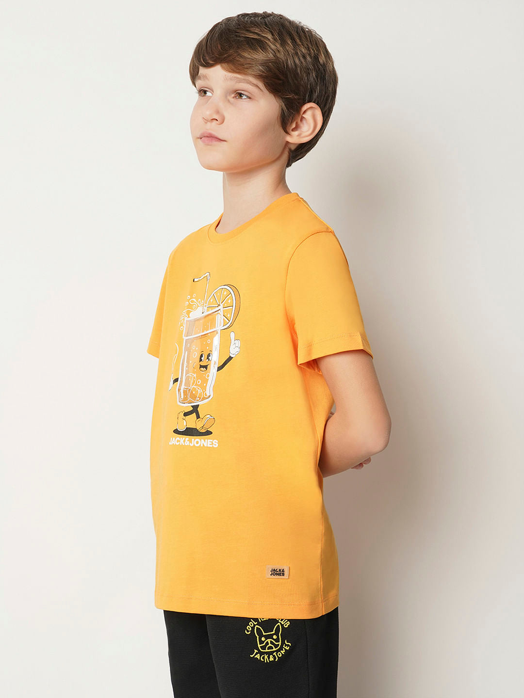 Boys Orange Graphic Print T-shirt