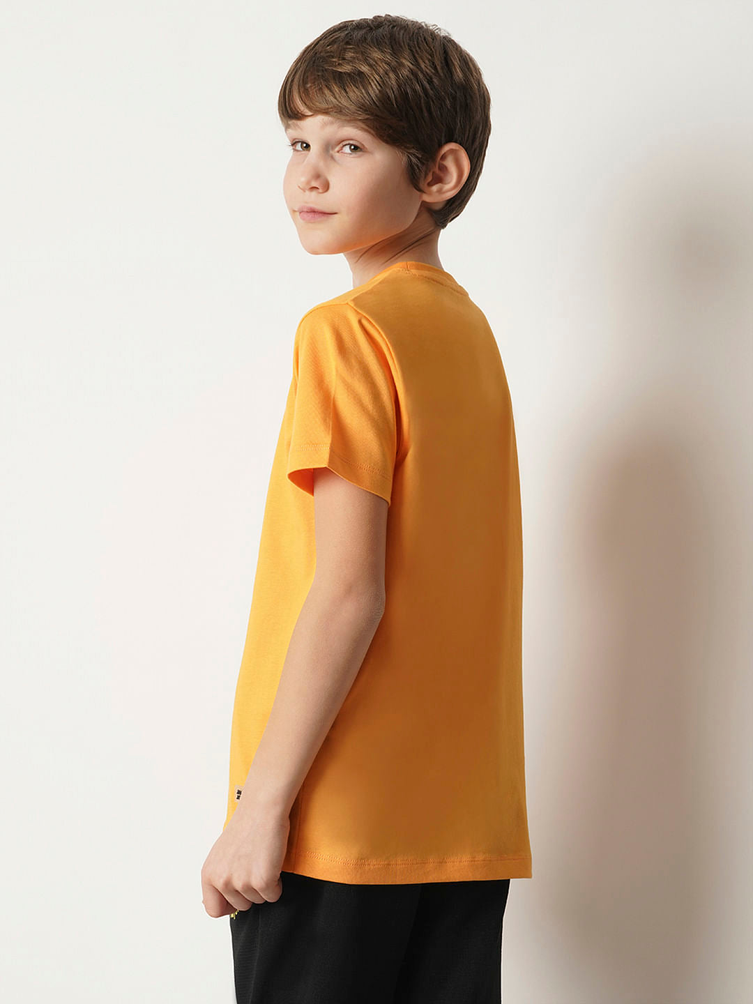 Boys Orange Graphic Print T-shirt