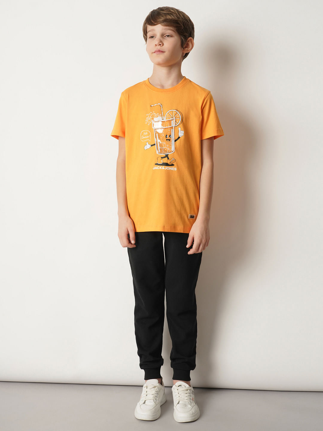 Boys Orange Graphic Print T-shirt