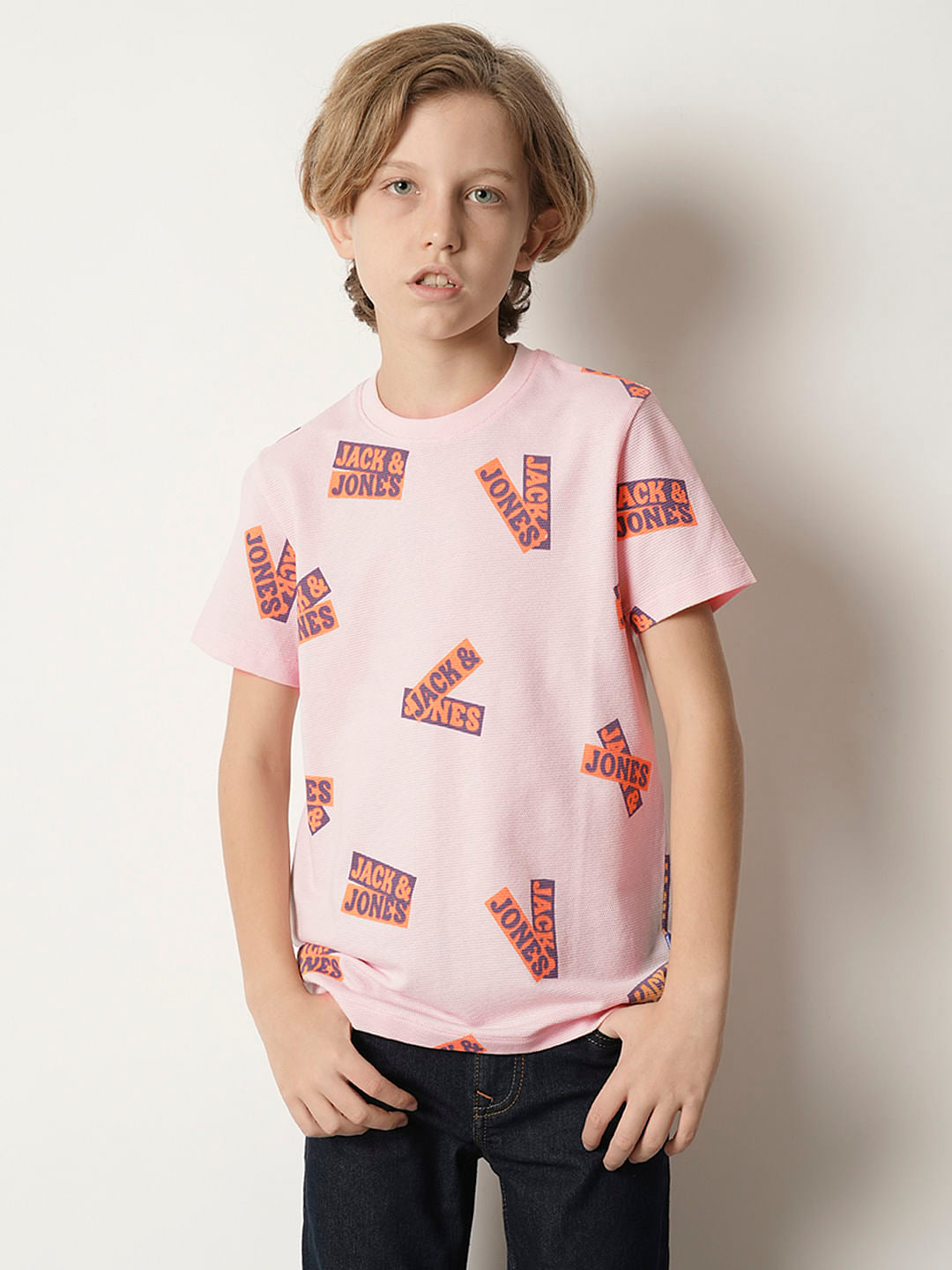 Boys Pink Logo Print T-shirt