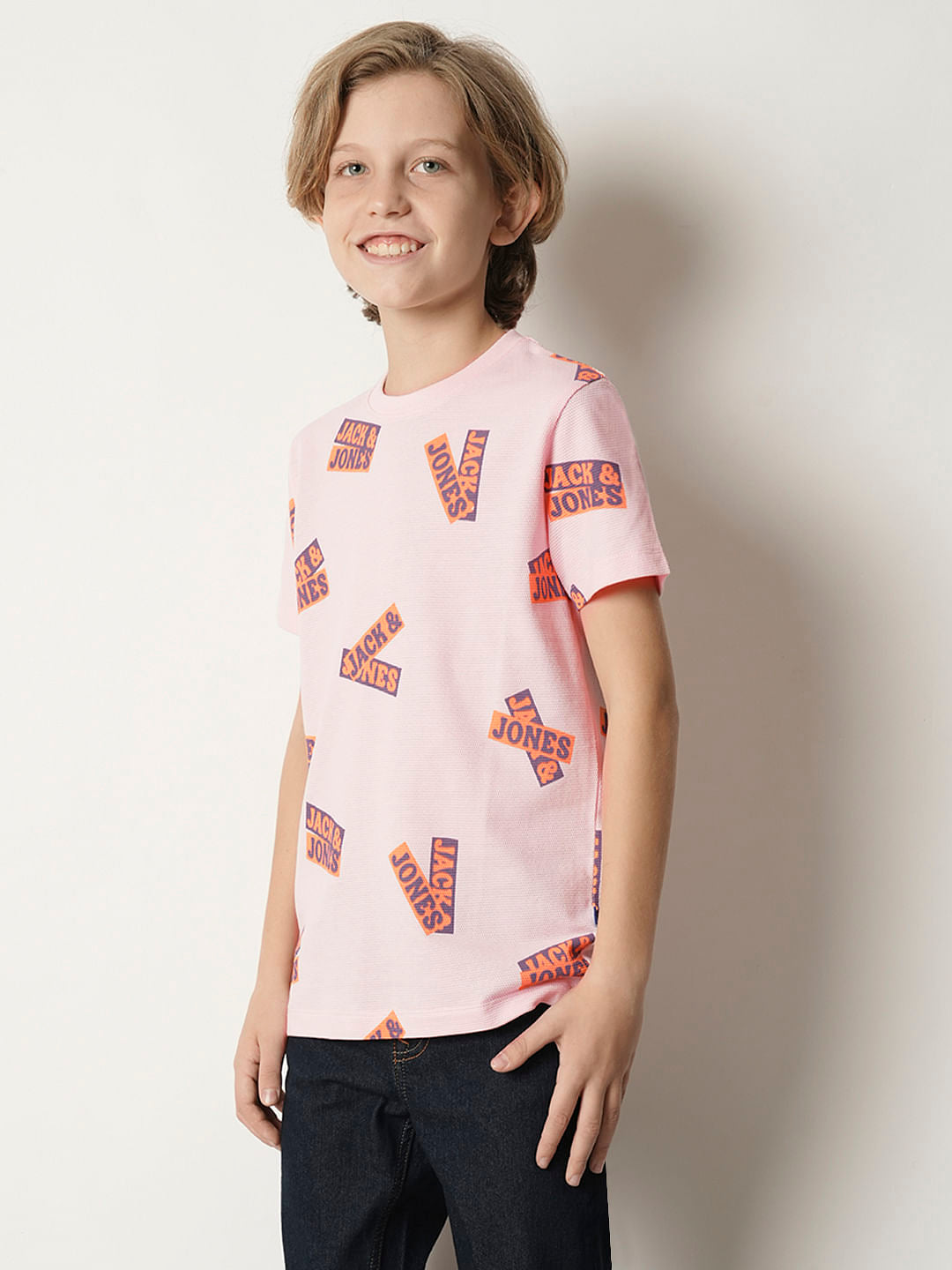 Boys Pink Logo Print T-shirt