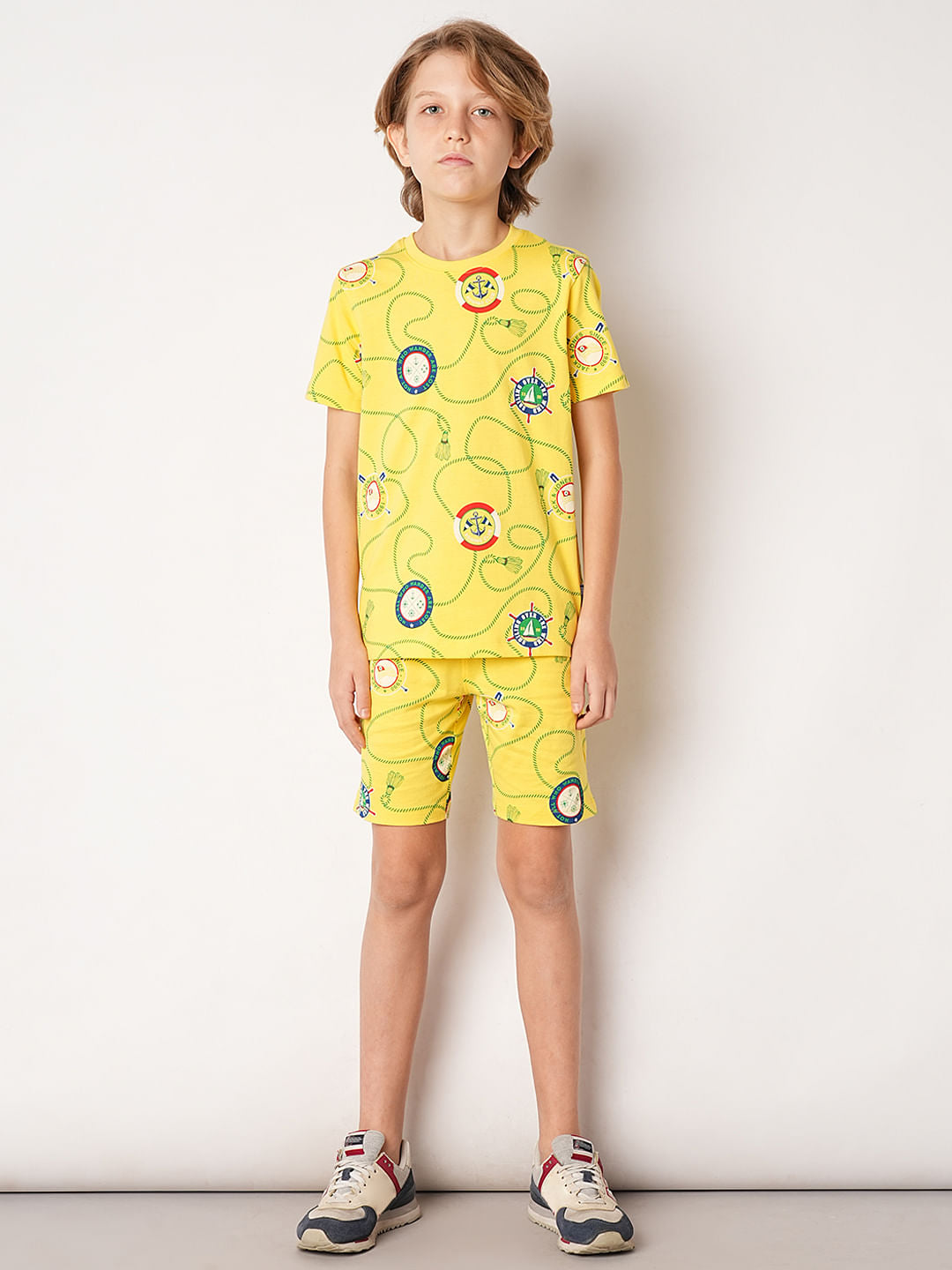 Yellow Badges Print Co-ord Set T-shirt