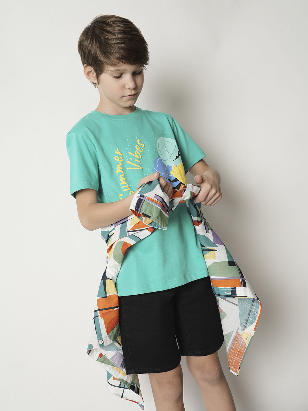 Boys Green Graphic Print T-shirt - 4/5Y