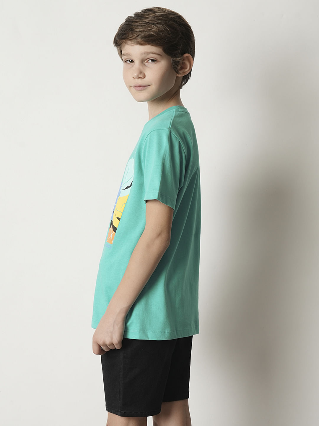 Boys Green Graphic Print T-shirt