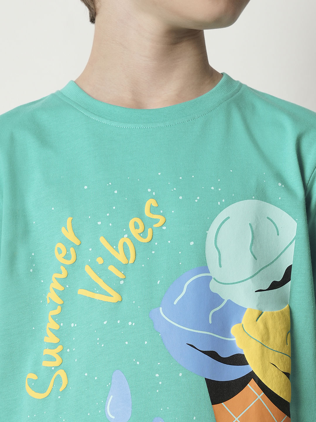 Boys Green Graphic Print T-shirt