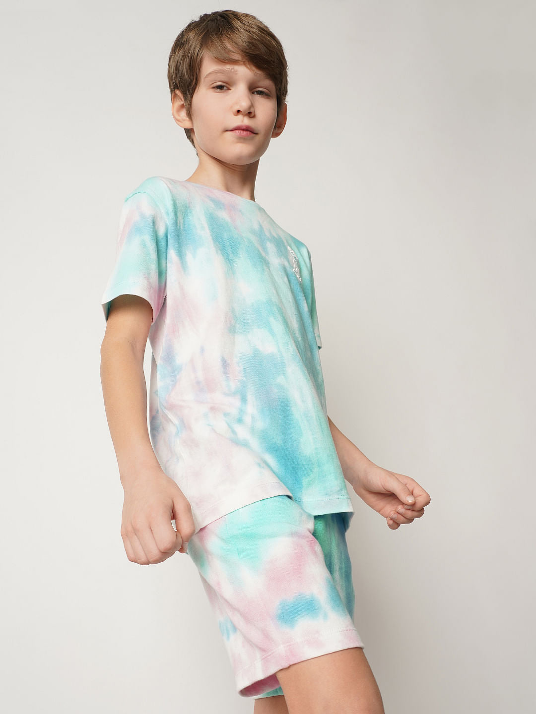 Boys Blue Tie & Dye Co-ord Set Shorts