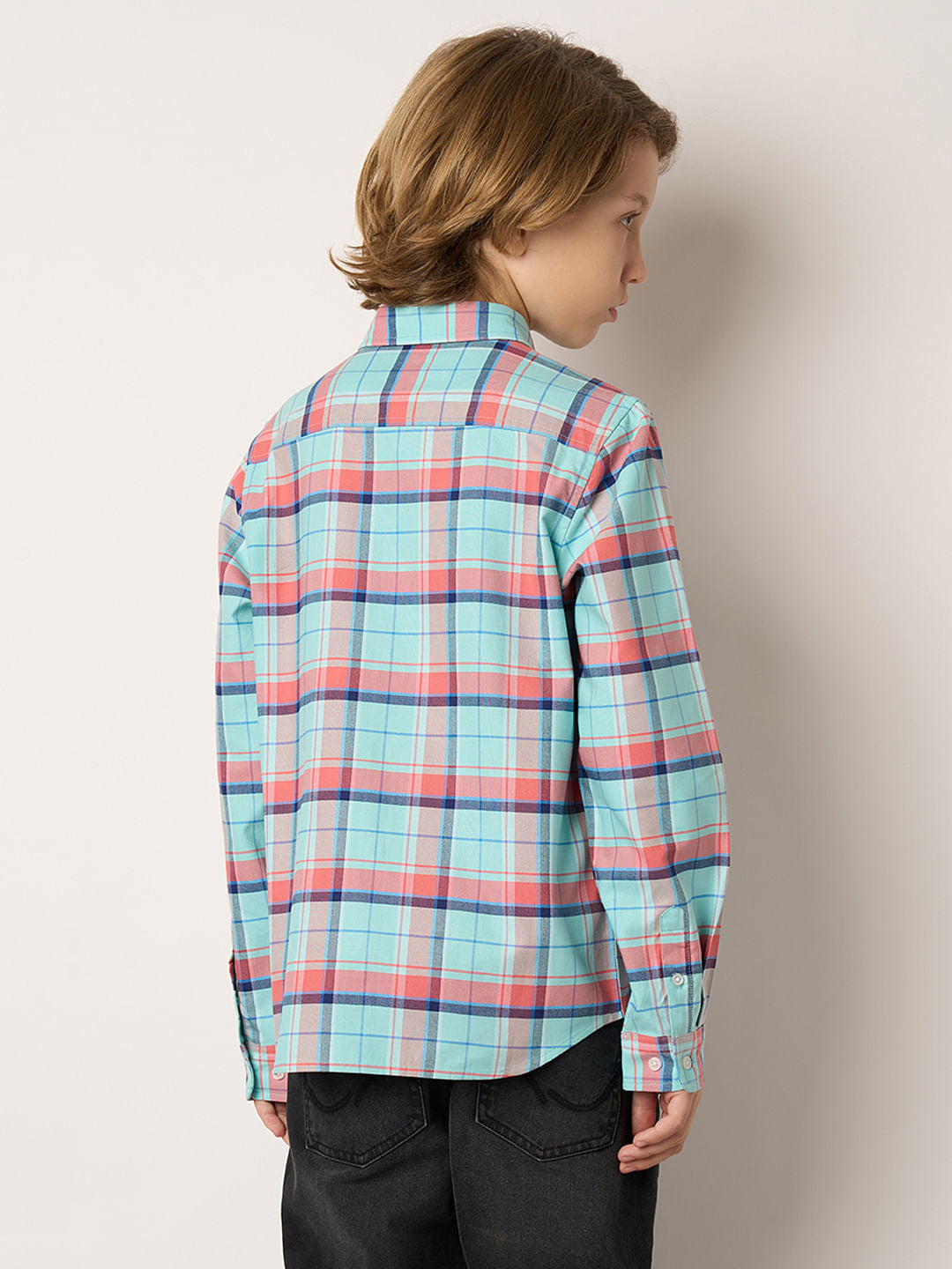 Boys Blue Check Full Sleeves Shirt