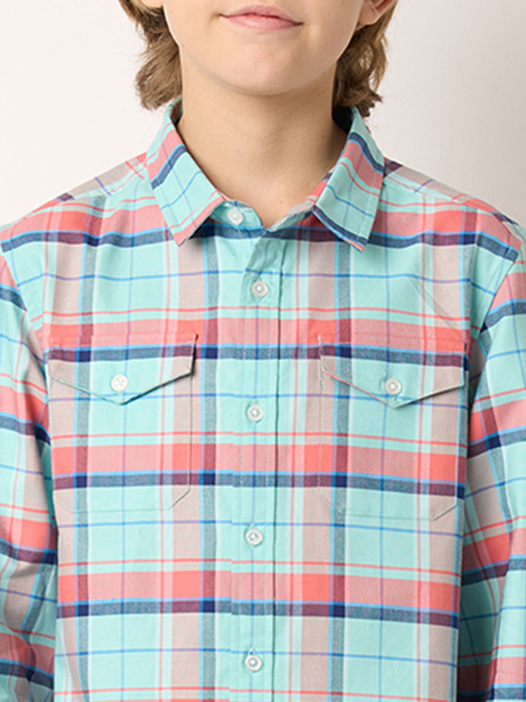 Boys Blue Check Full Sleeves Shirt
