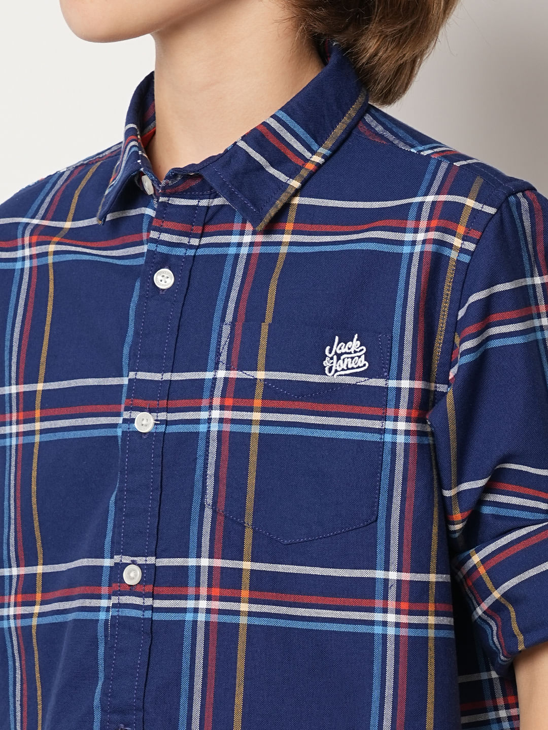 Boys Blue Check Cotton Shirt