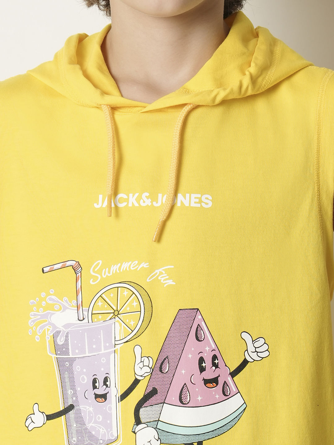Boys Yellow Graphic Print Hooded T-shirt