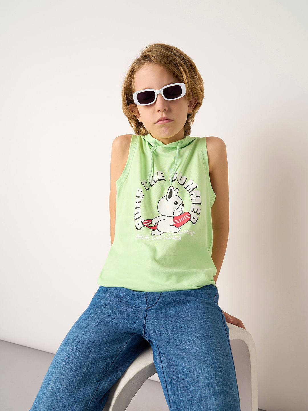 Boys Green Hooded T-shirt - 4/5Y