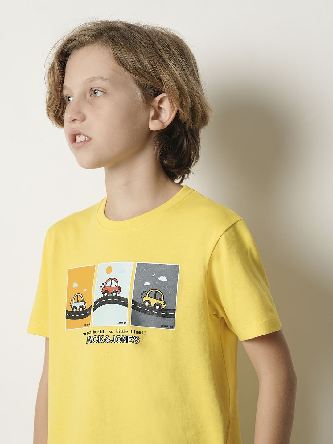 Boys Yellow Graphic Print T-shirt