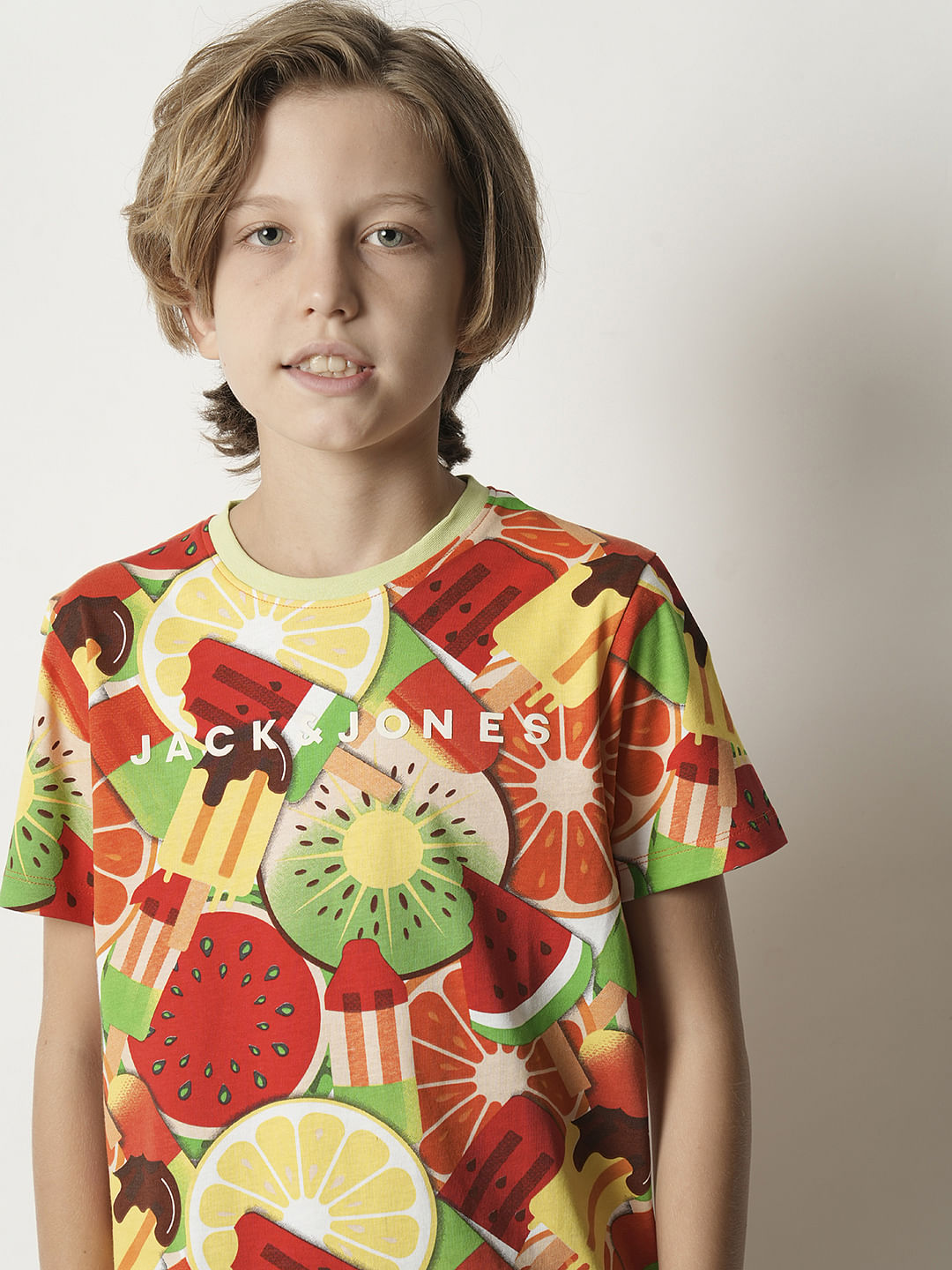 Boys Orange Fruit Blast Print T-shirt - 4/5Y