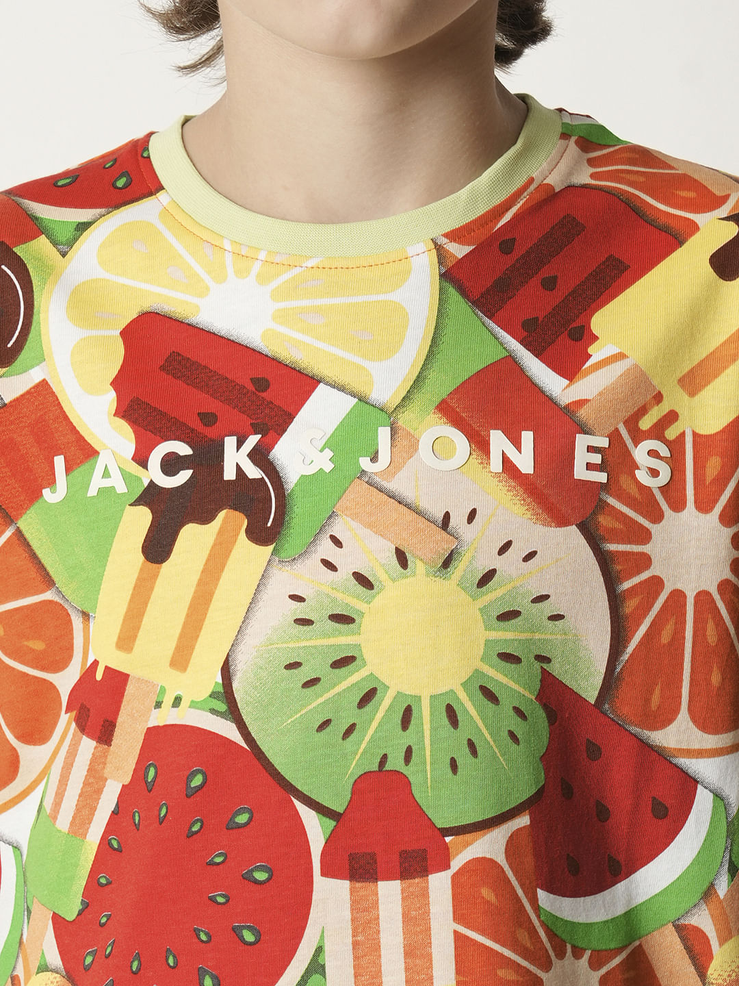 Boys Orange Fruit Blast Print T-shirt