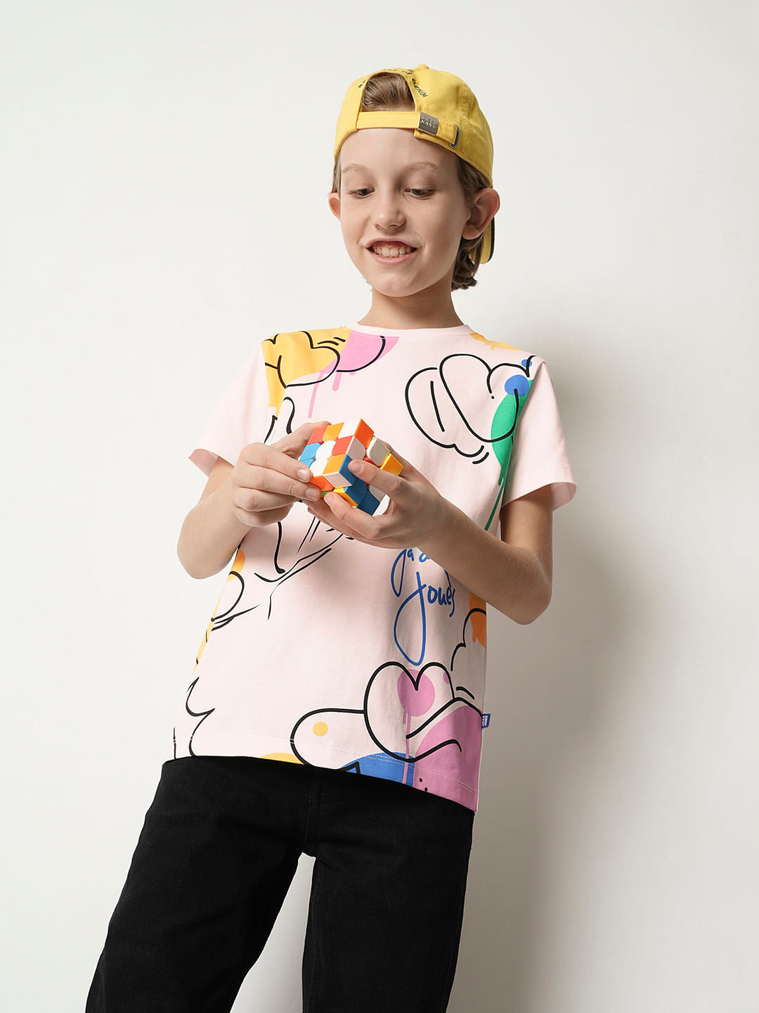 Boys Pink Graphic Print T-shirt