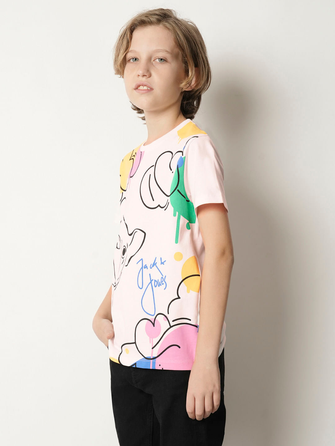 Boys Pink Graphic Print T-shirt