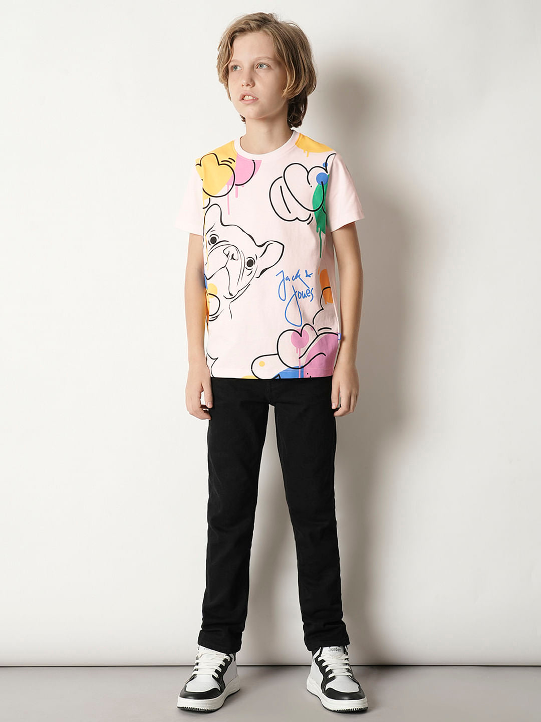 Boys Pink Graphic Print T-shirt