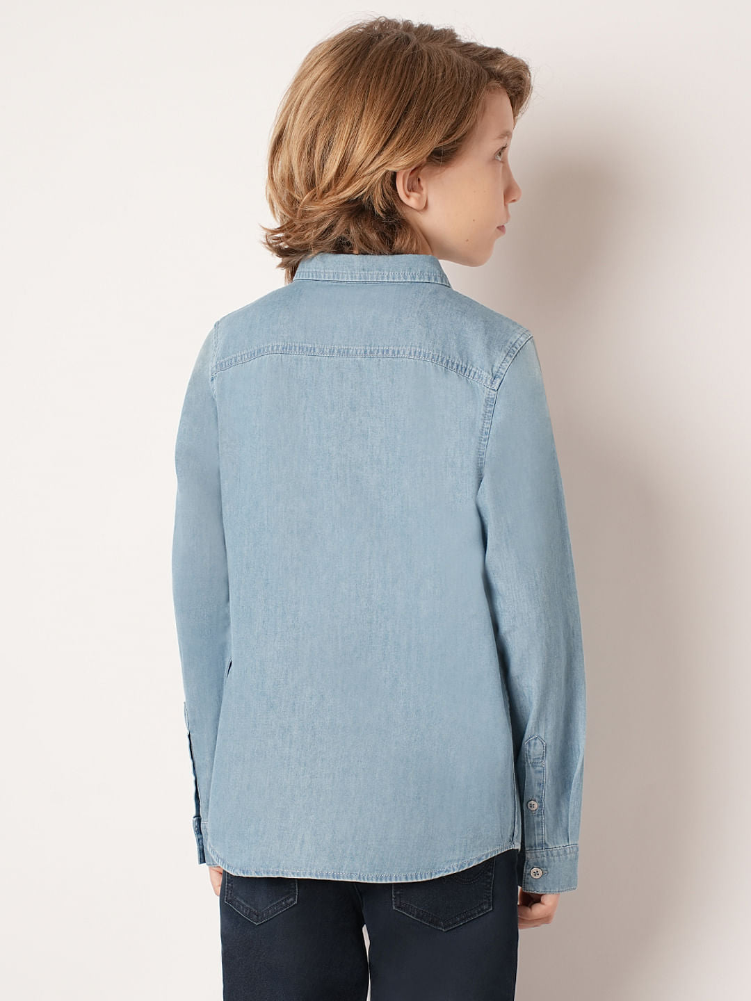 Boys Blue Washed Denim Shirt