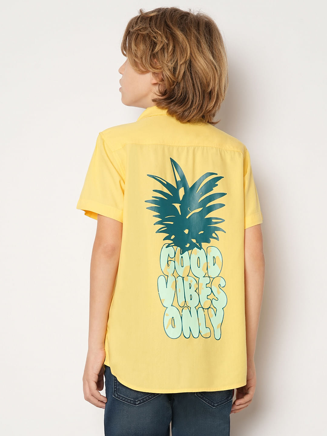 Boys Yellow Pineapple Print Shirt
