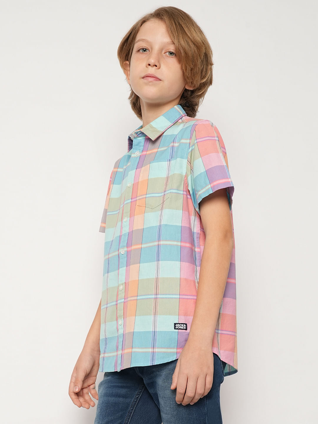 Boys Yellow & Blue Check Cotton Shirt