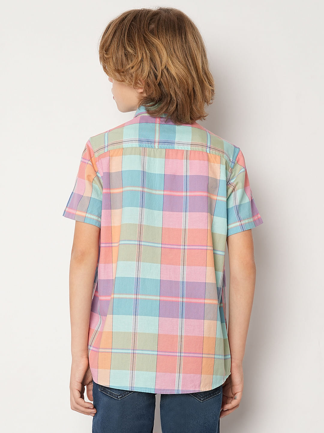 Boys Yellow & Blue Check Cotton Shirt