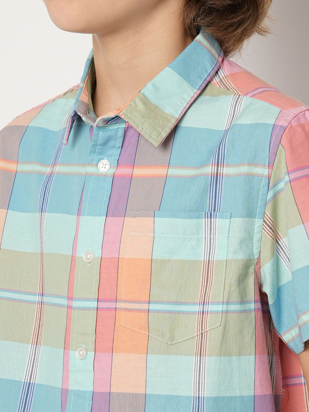 Boys Yellow & Blue Check Cotton Shirt