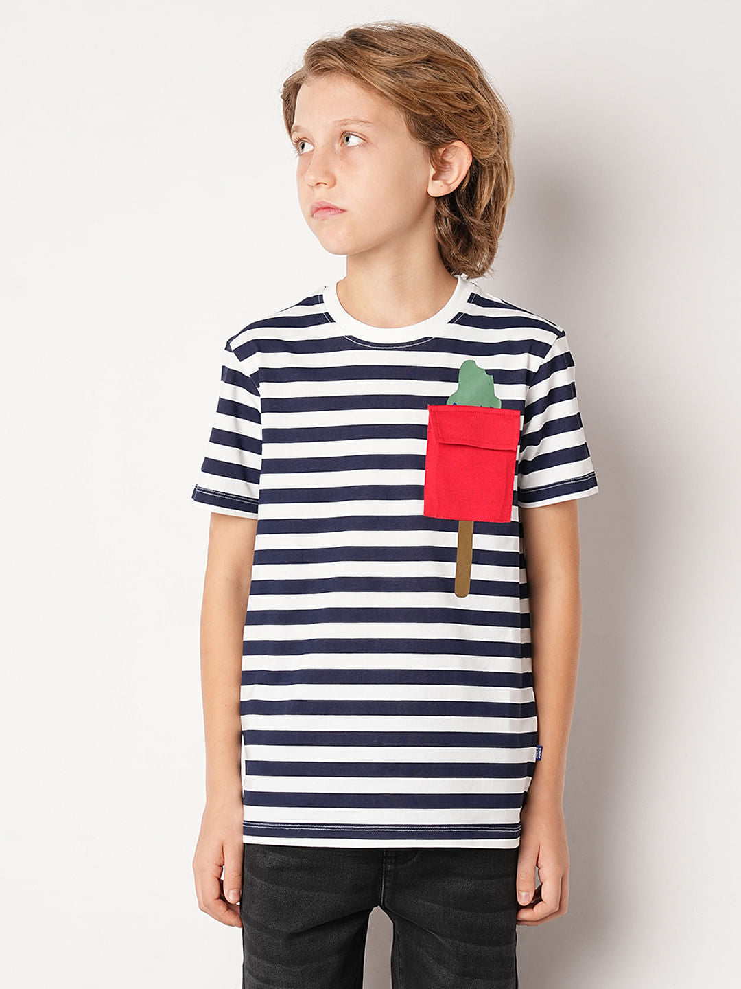 Navy Blue Striped T-shirt