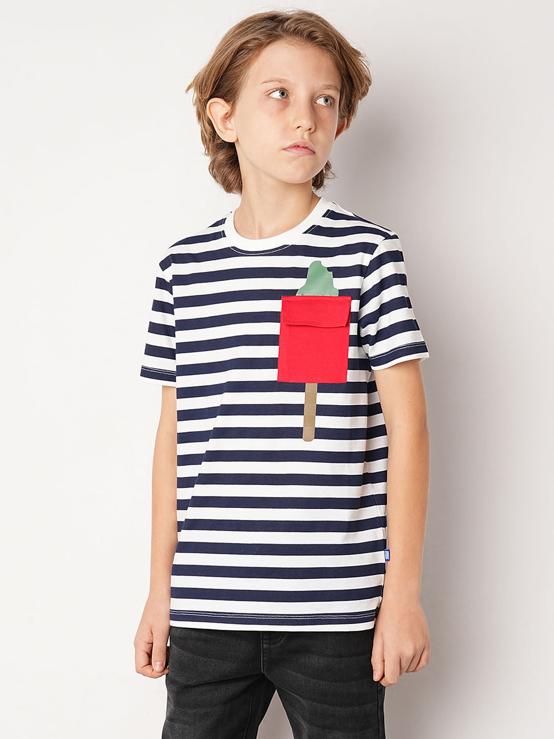 Navy Blue Striped T-shirt