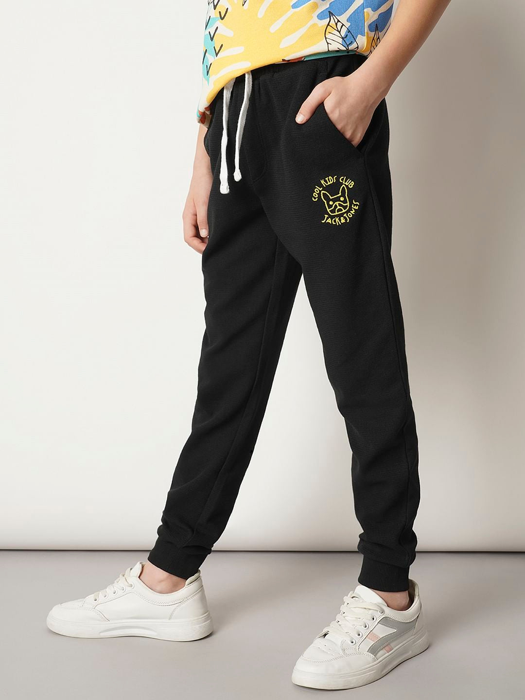 Boys Black Cotton Sweatpants