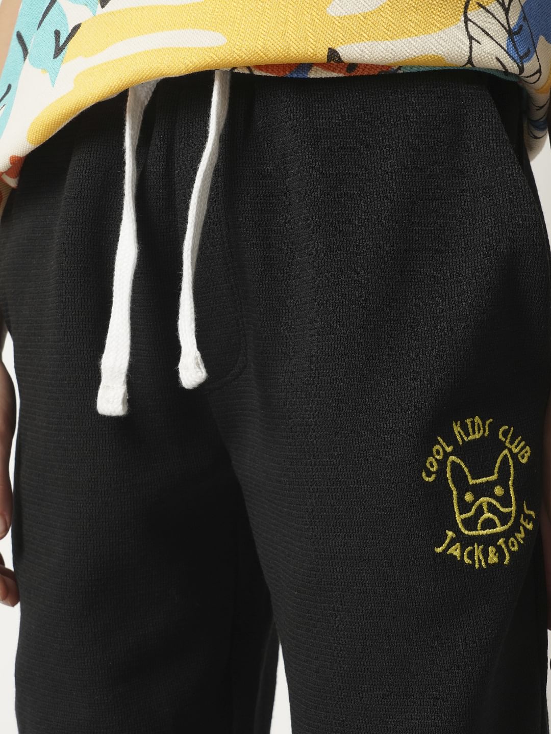 Boys Black Cotton Sweatpants