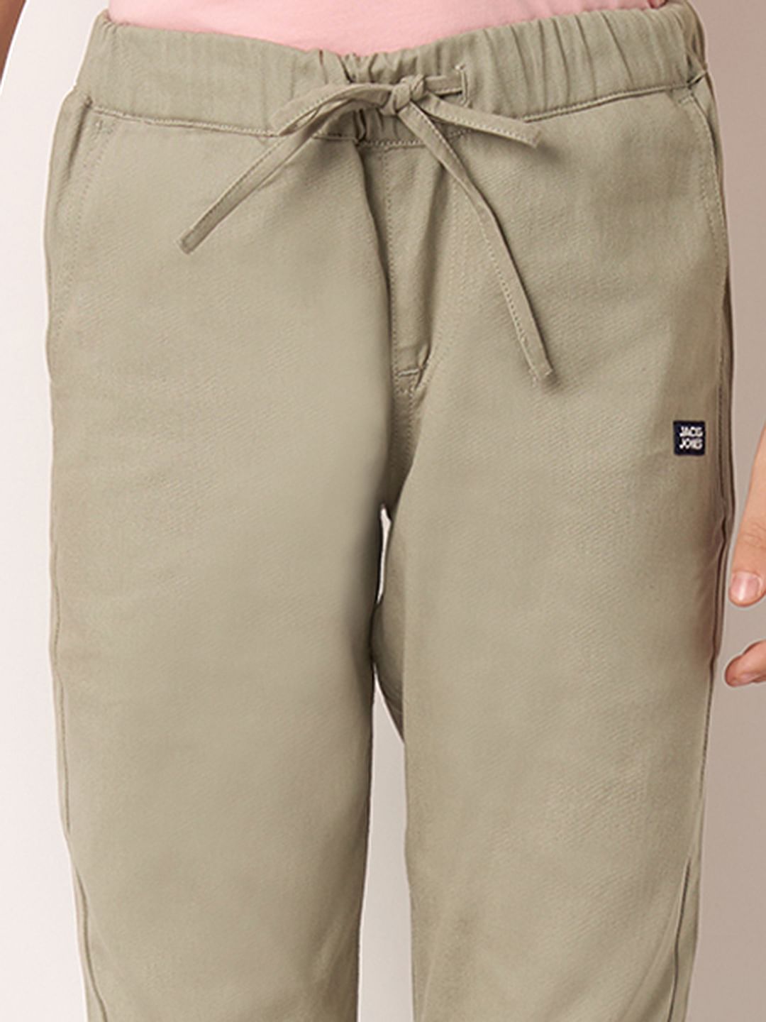 Boys Khaki Mid Rise Jogger Pants