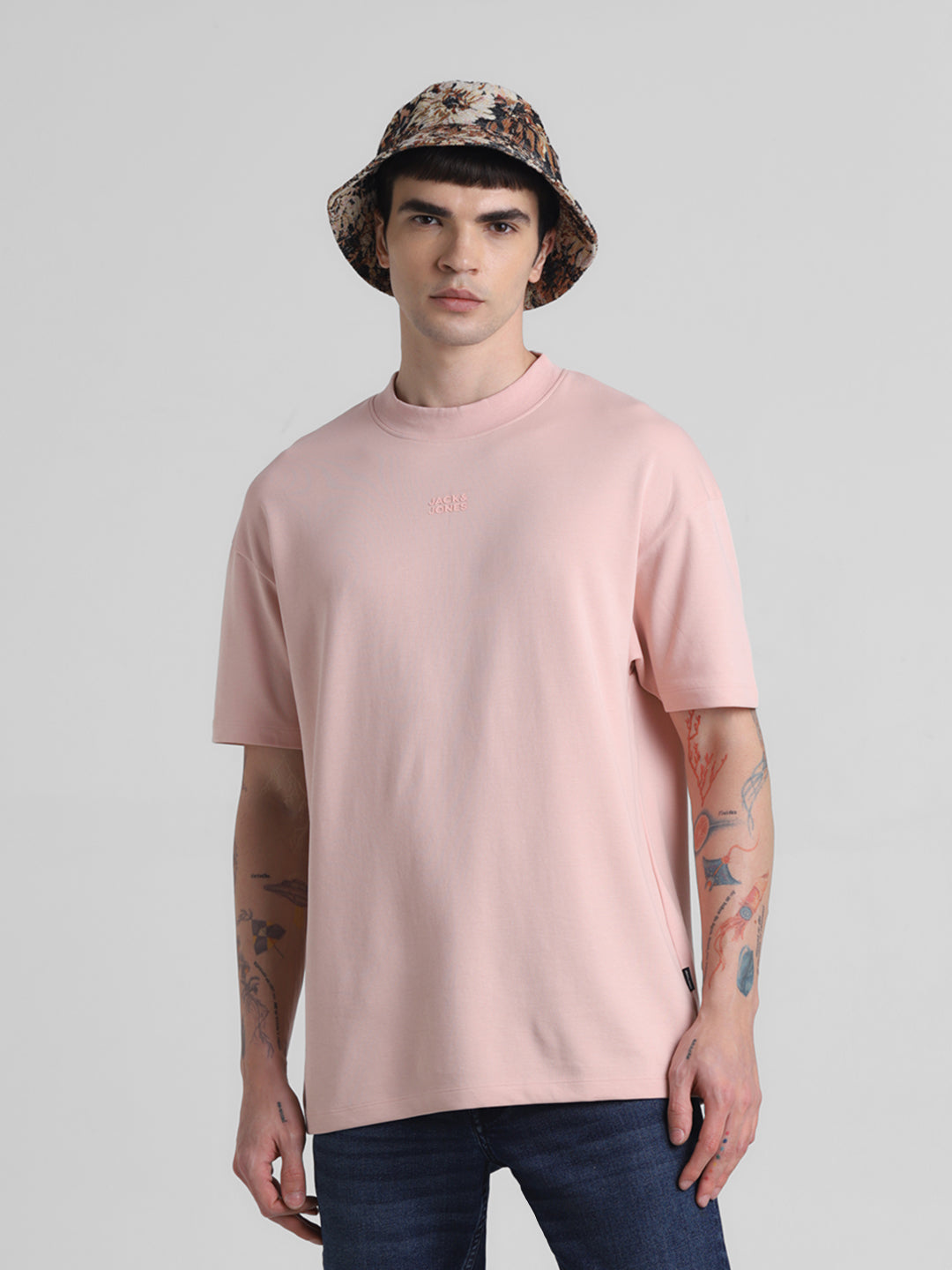 Pink Boxy Fit Crew Neck T-shirt