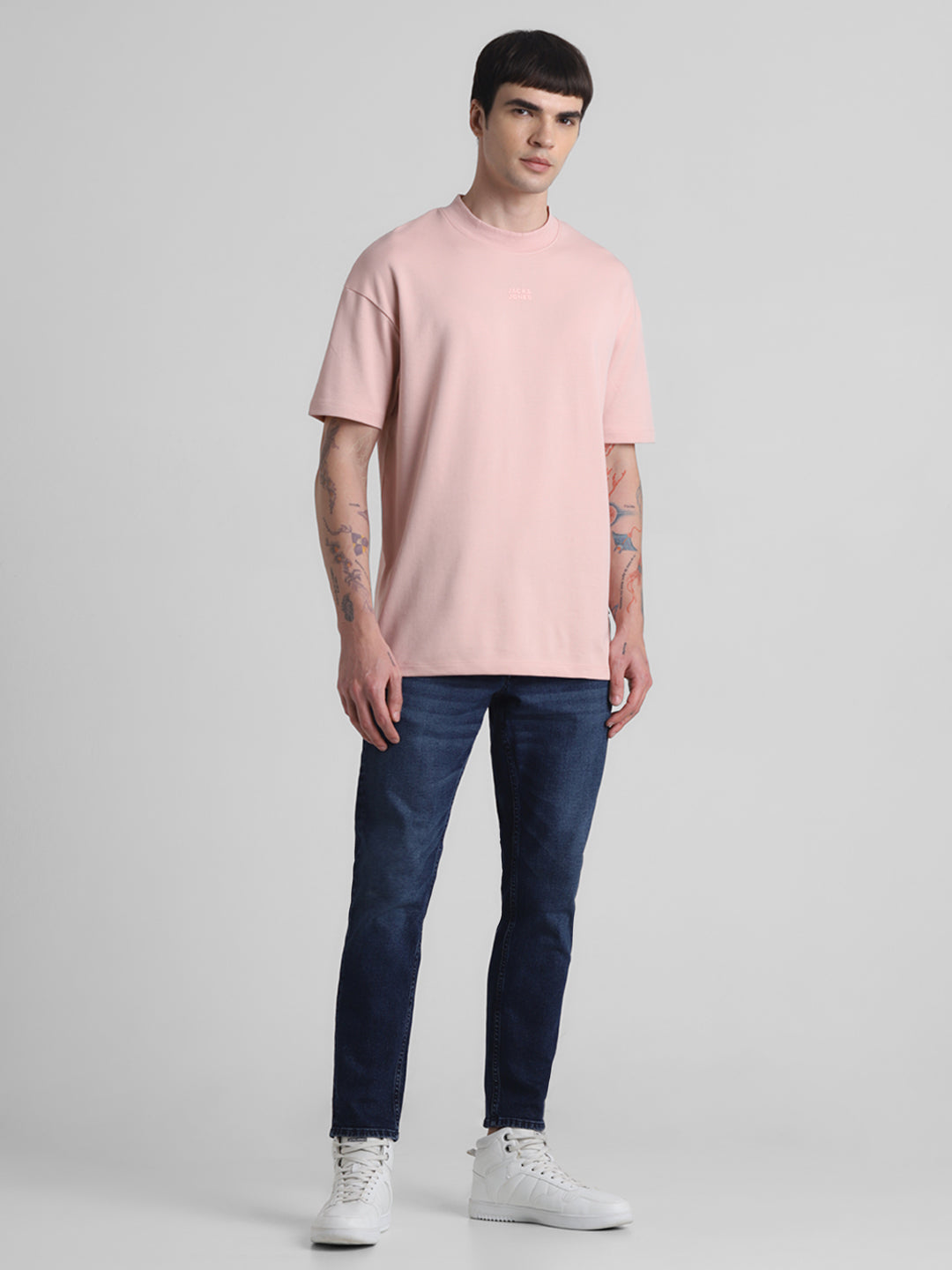 Pink Boxy Fit Crew Neck T-shirt
