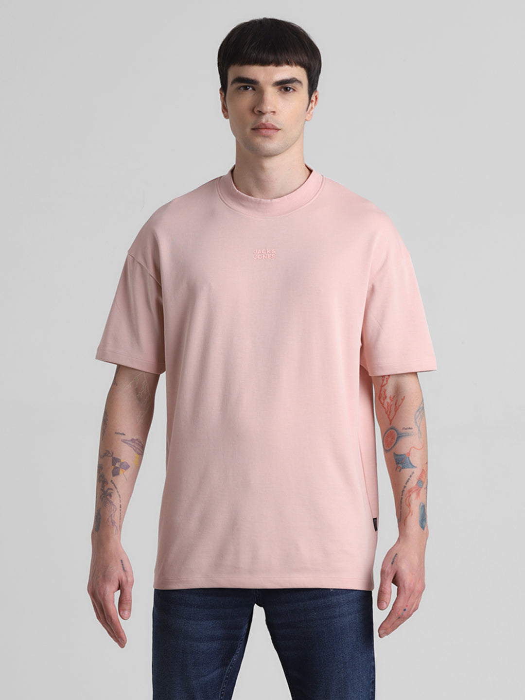 Pink Boxy Fit Crew Neck T-shirt
