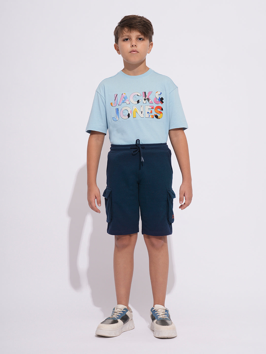 Boys Navy Drawstring Cargo Shorts