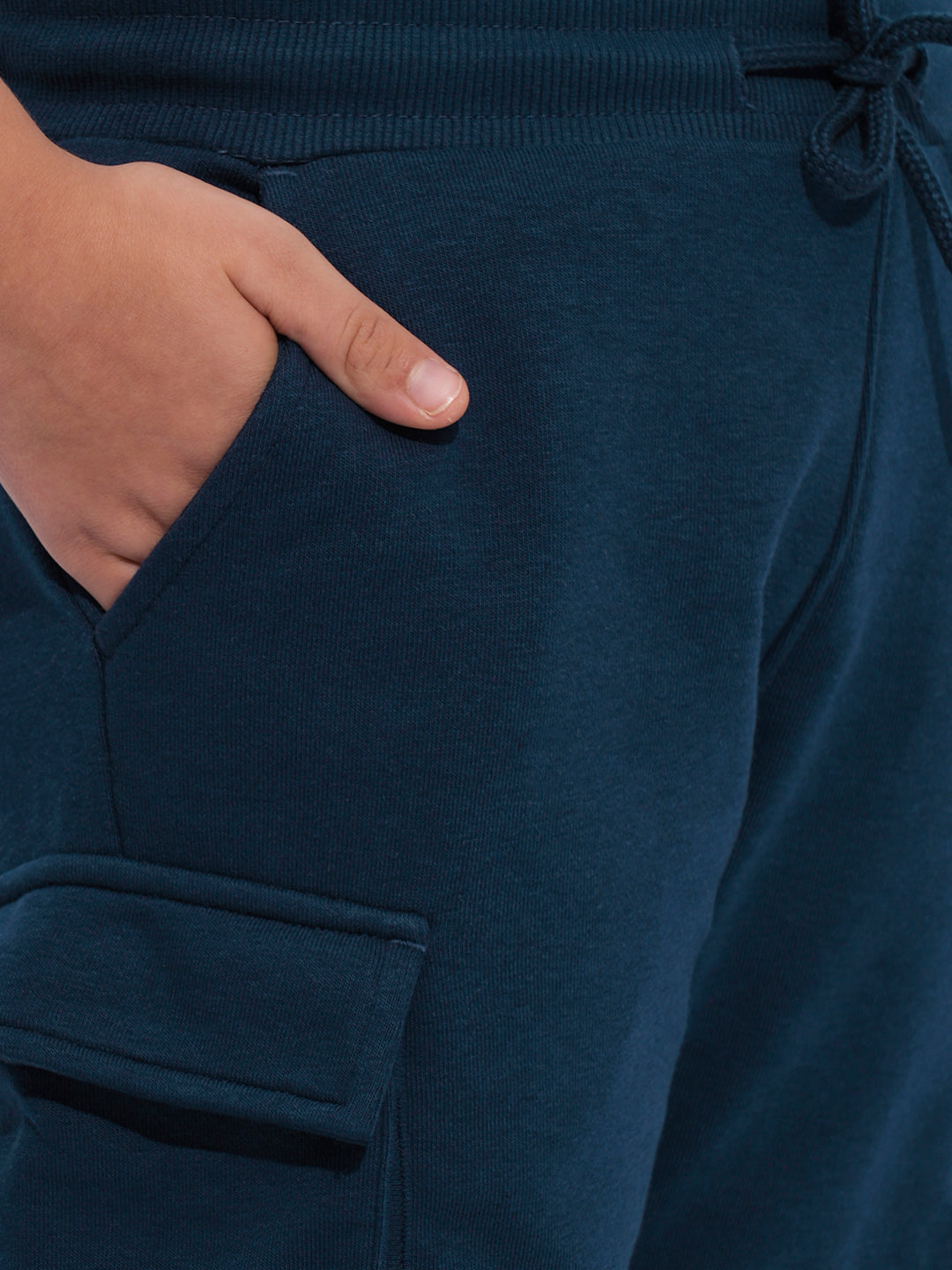 Boys Navy Drawstring Cargo Shorts