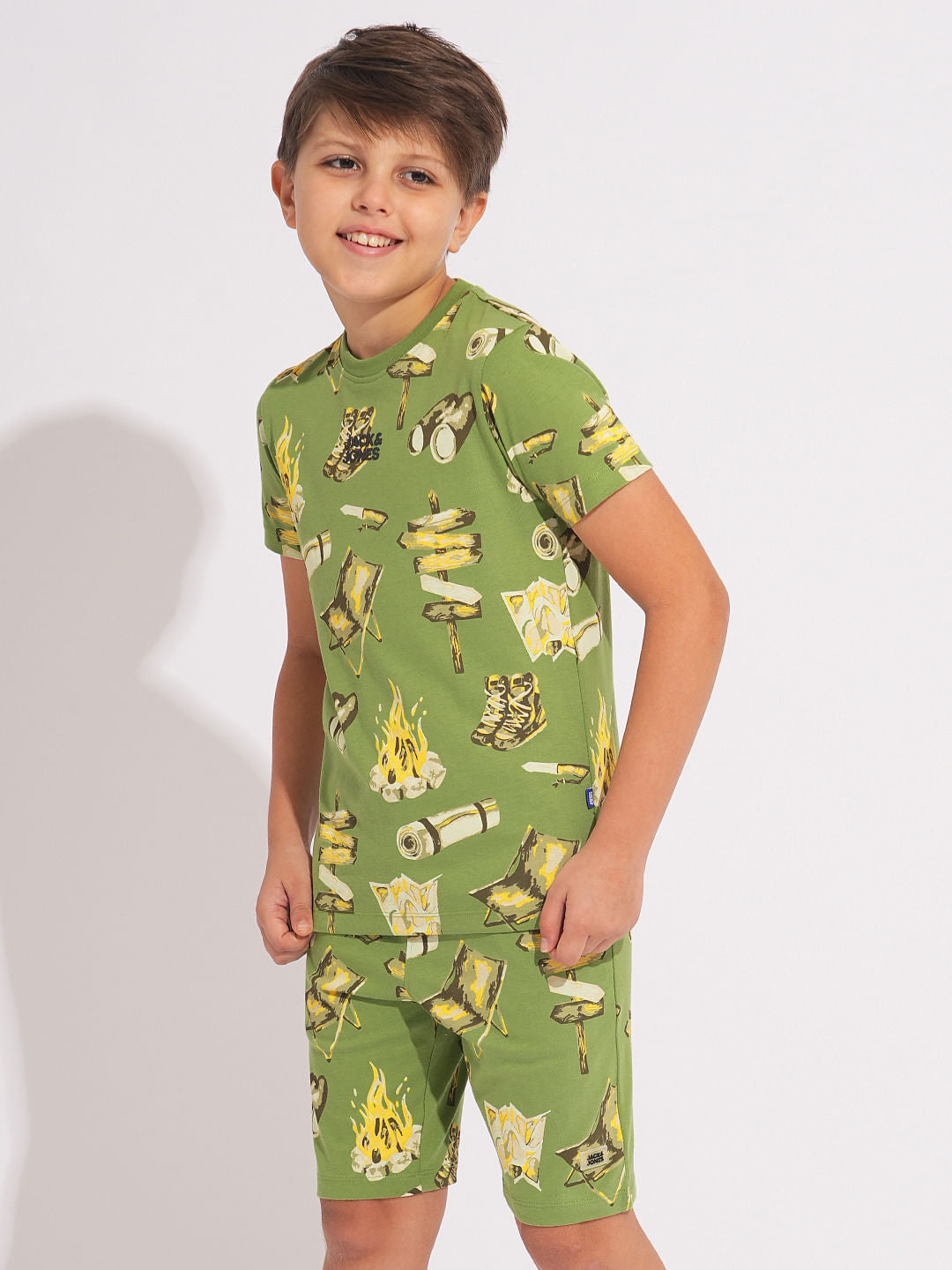 Boys Green Camp Tools Print Co-ord Set T-shirt
