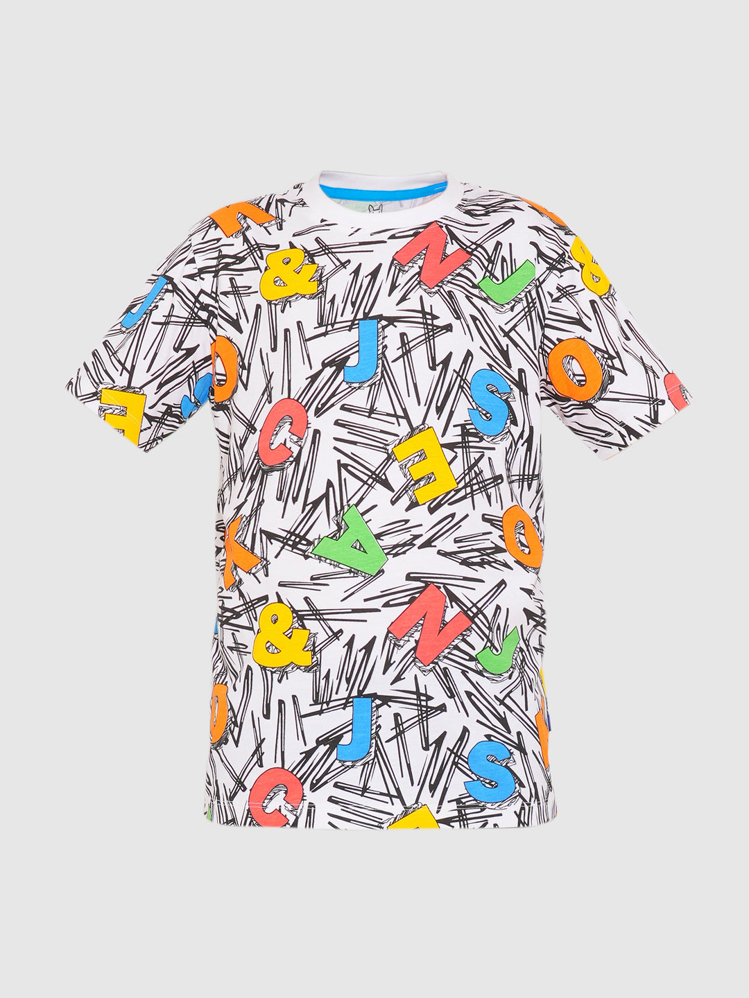 Boys White Scribble Print T-shirt