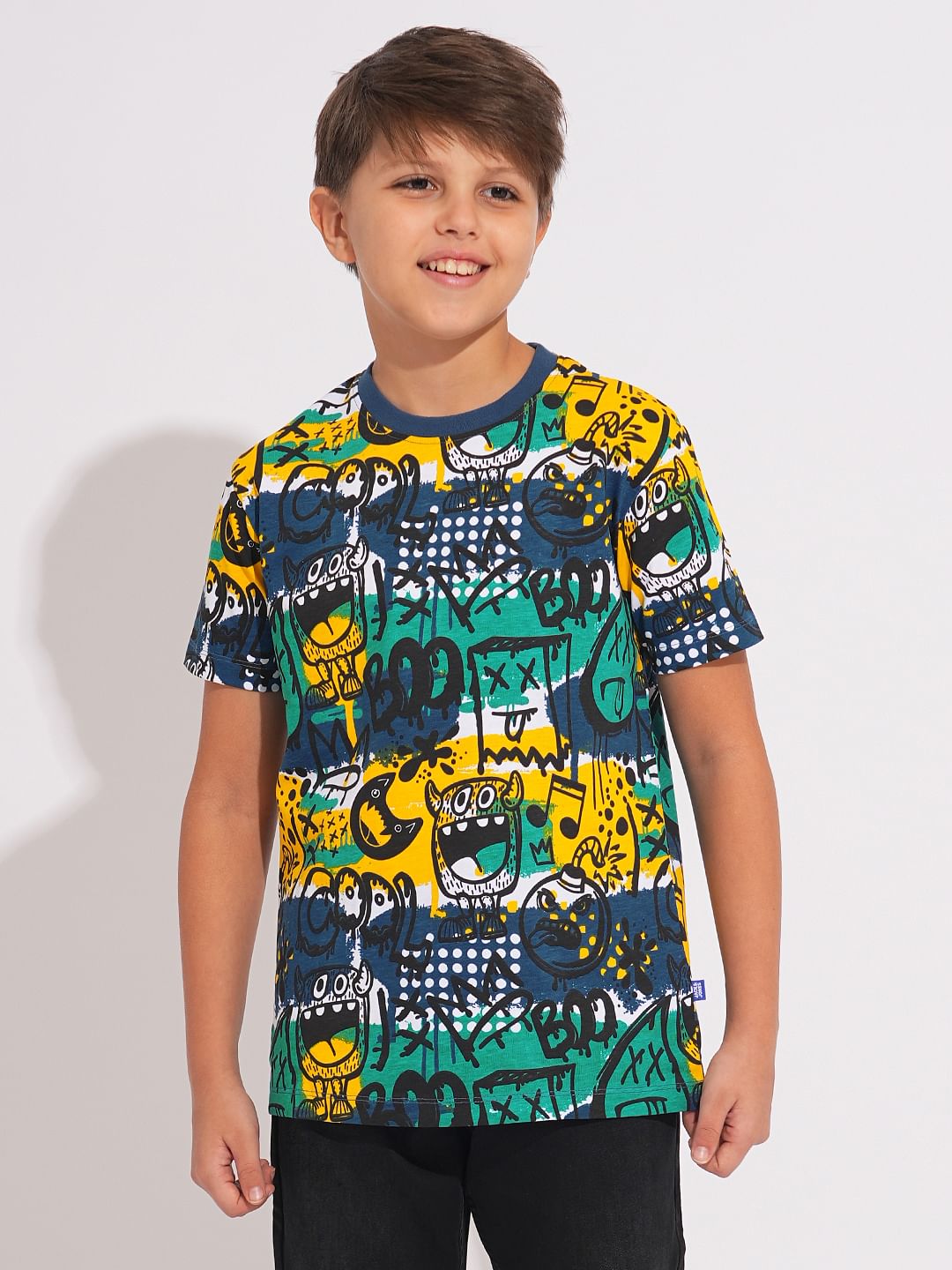 Boys Green Monster Art Print T-shirt