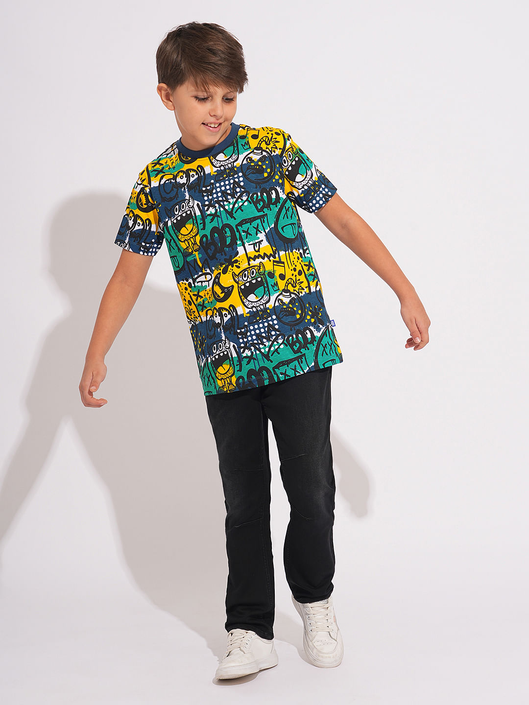 Boys Green Monster Art Print T-shirt