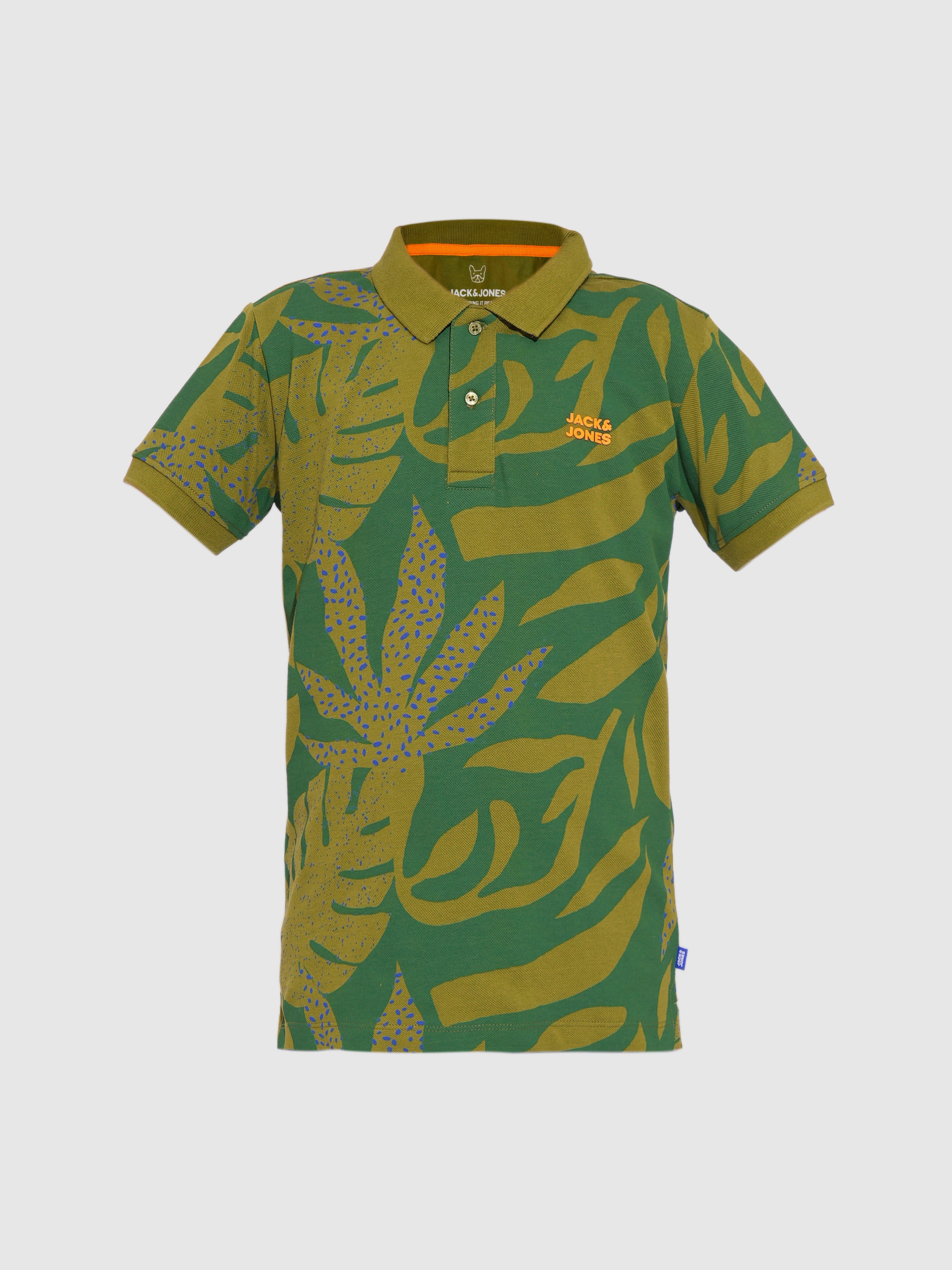 Boys Green Printed Polo