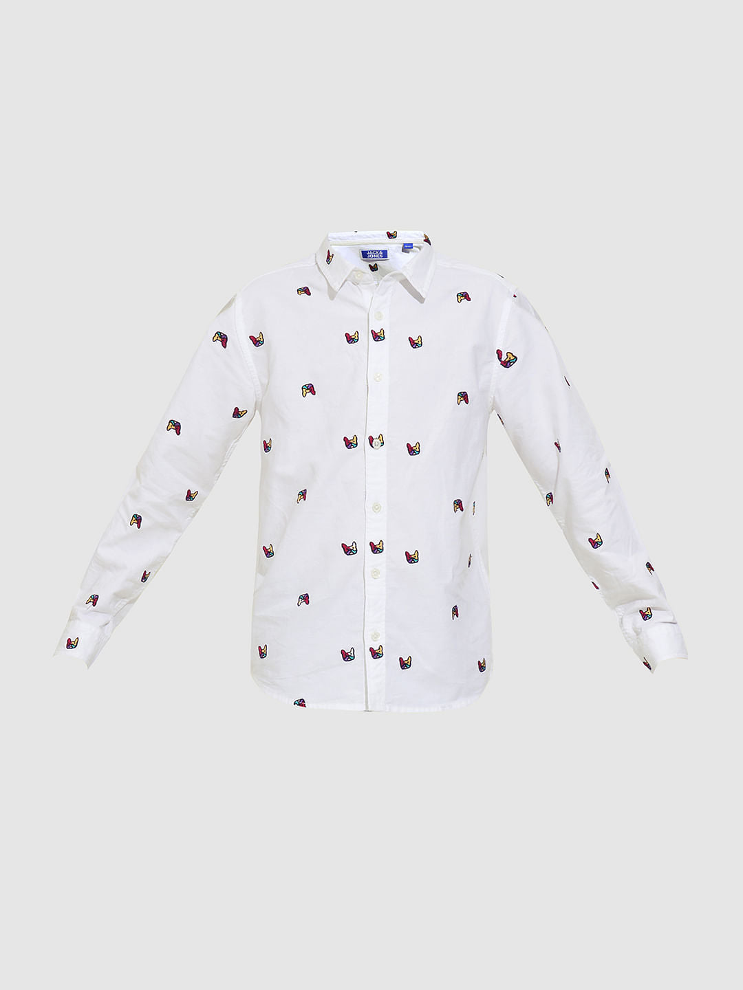 Boys White Embroidered Doggo Shirt