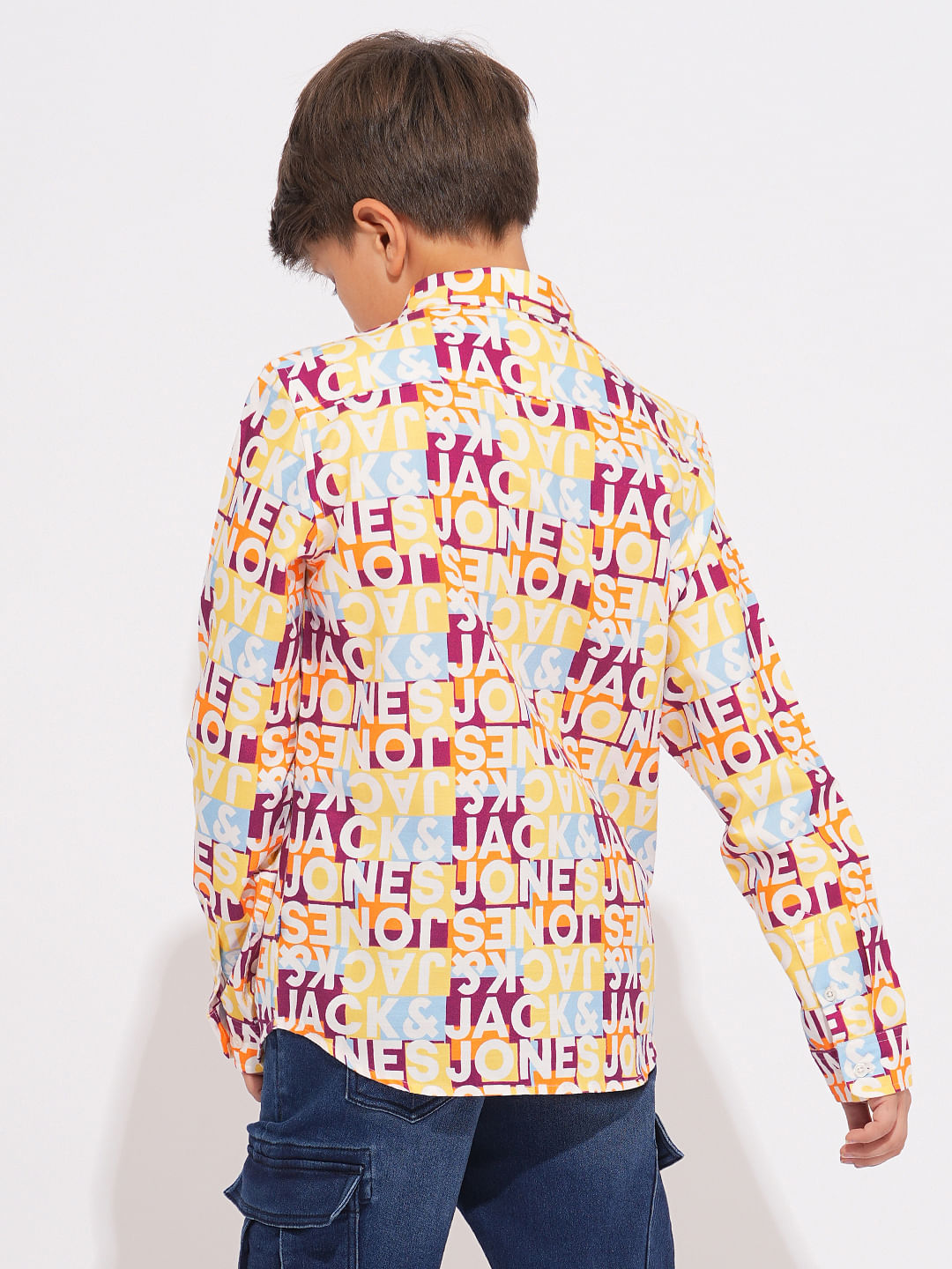 Boys Yellow Typographic Print Shirt