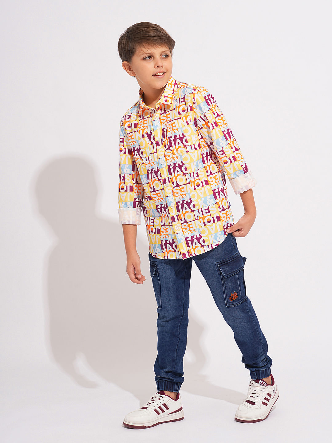 Boys Yellow Typographic Print Shirt