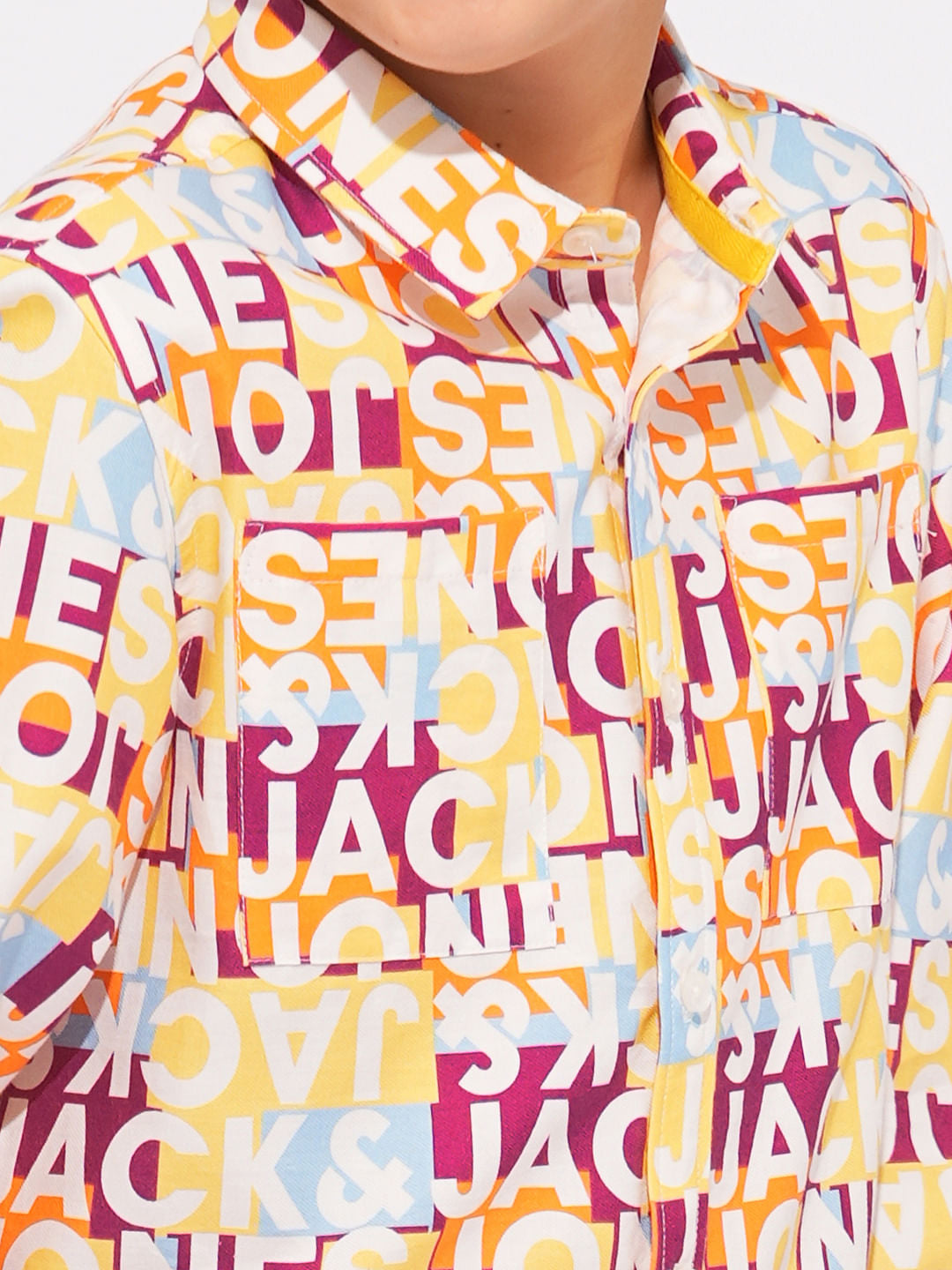 Boys Yellow Typographic Print Shirt