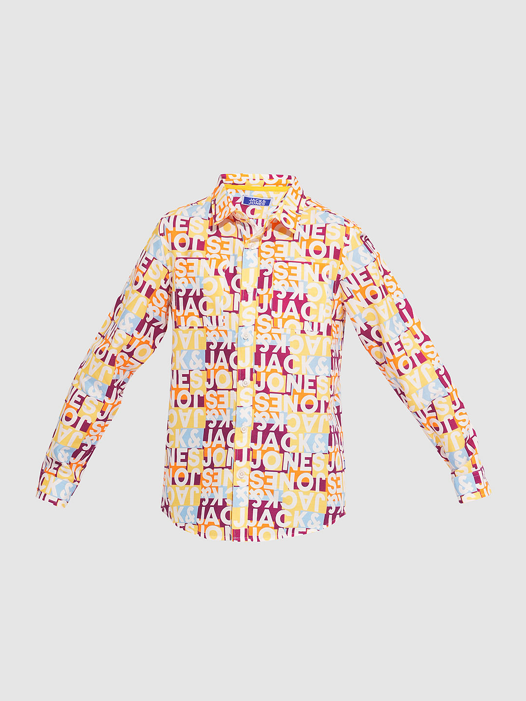 Boys Yellow Typographic Print Shirt