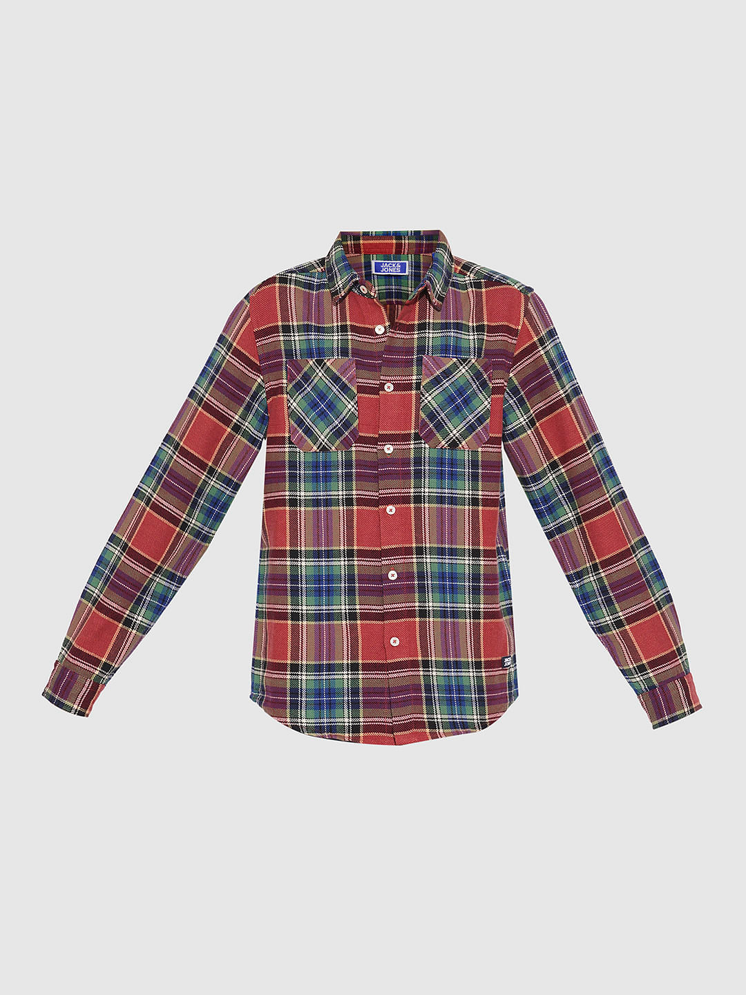Boys Red Cotton Check Shirt